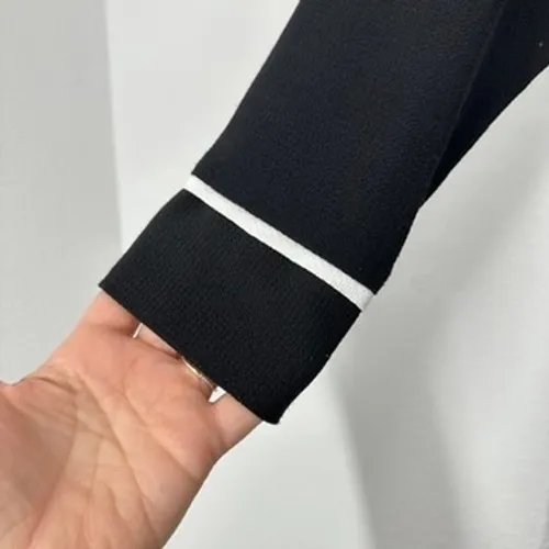 Nordstrom Halogen Black Jumpsuit White Trim Faux Wrap Career Party Cocktail Hour - Image 6