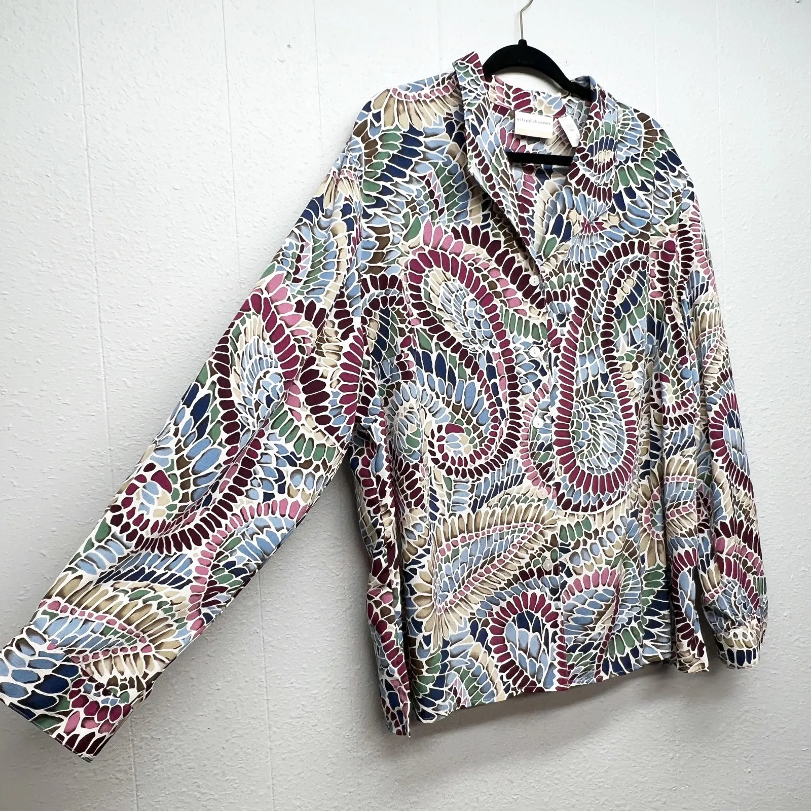 Alfred Dunner Multicolor Button Front Top Womens 24W Casual Workwear Dressy - Image 5