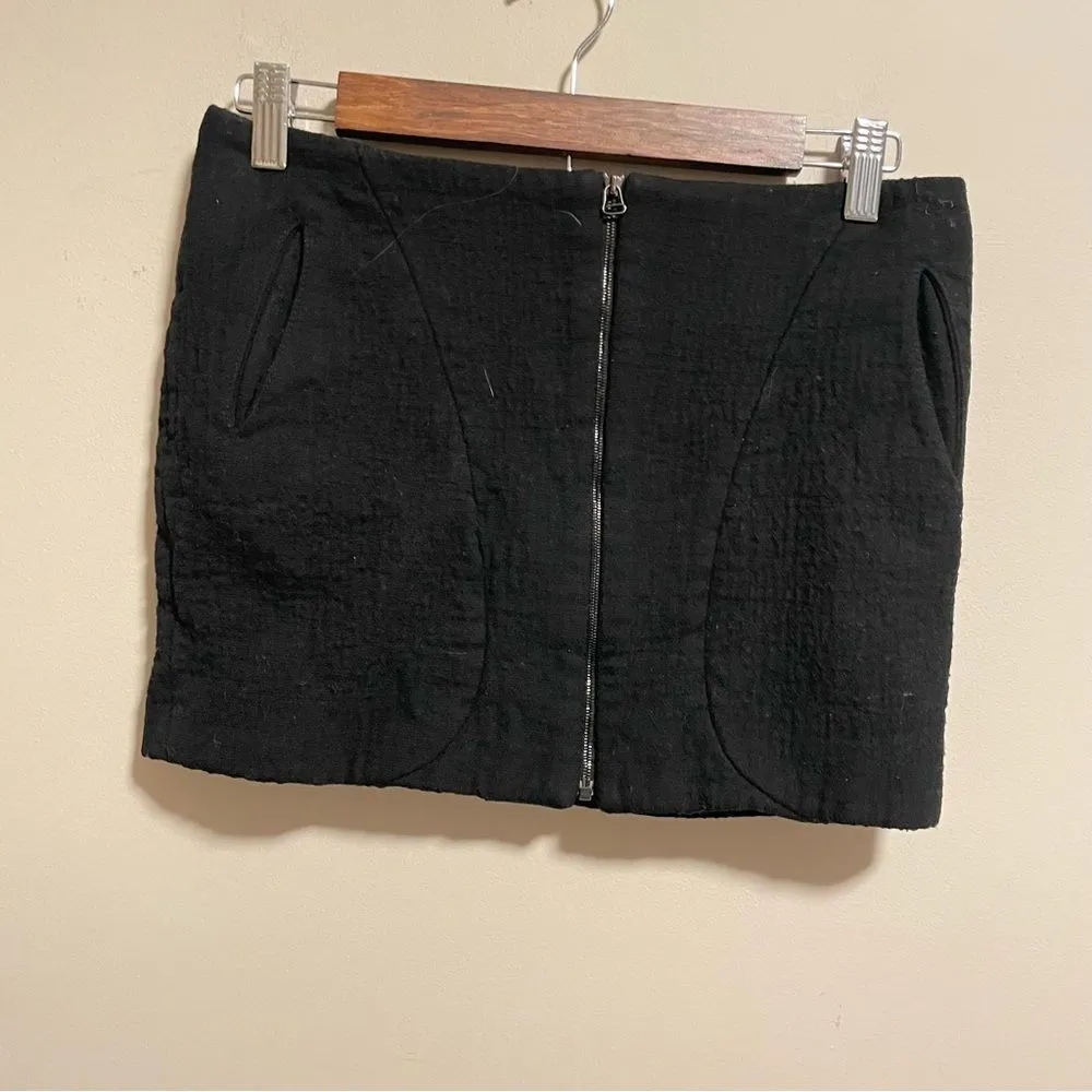 Helmut Lang  Wool Mini Skirt Black Zipper Front- Size 2 - Image 2