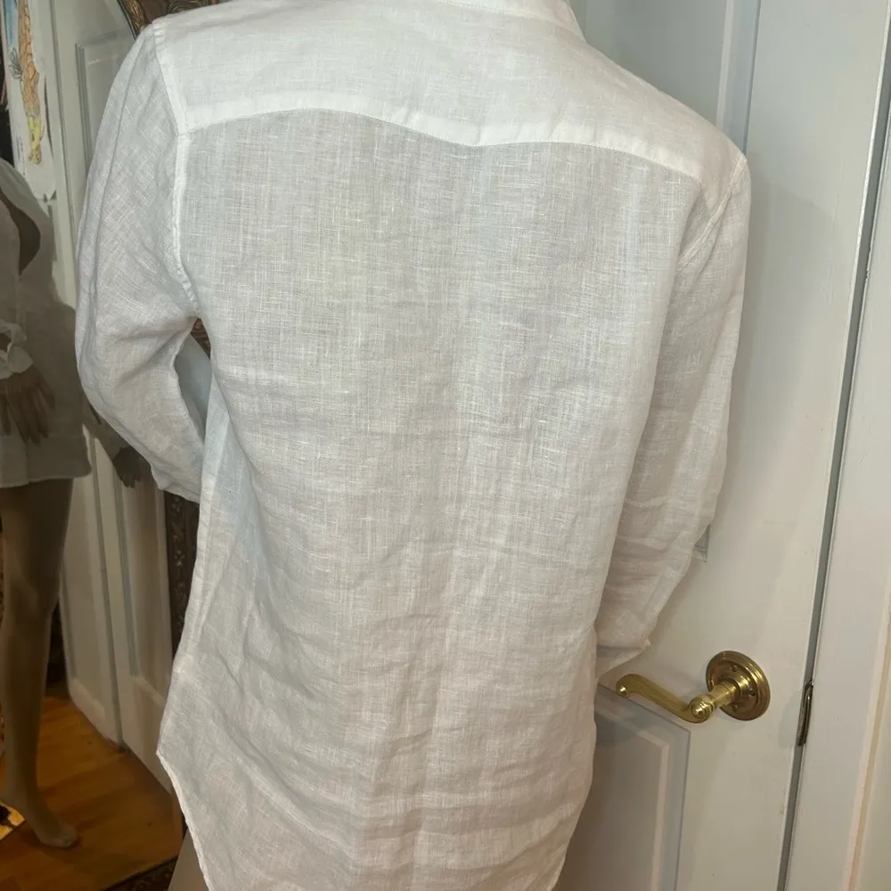 NWOT Rossopuro white linen shirt size Small - Image 3