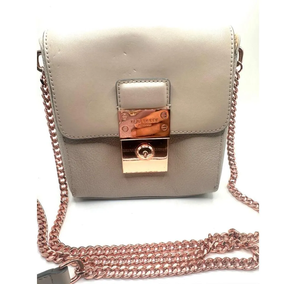 Ted Baker crossbody leather nude bag . rose gold hardware. - Image 2