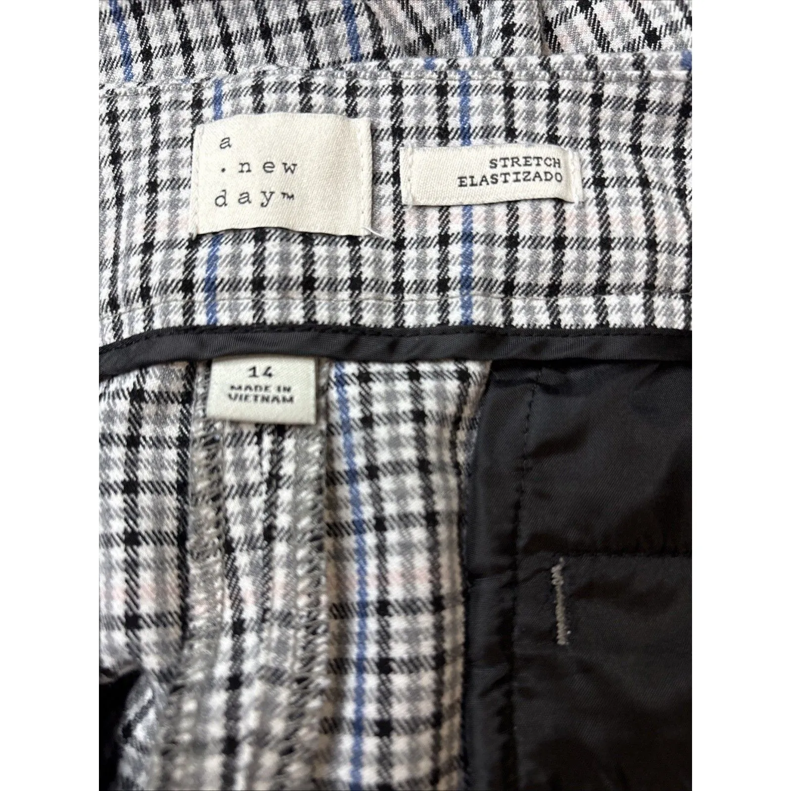 A New Day Pants Womens Size 14 Plaid Stretch Flat Front Mid Rise Tapered Leg - Image 8