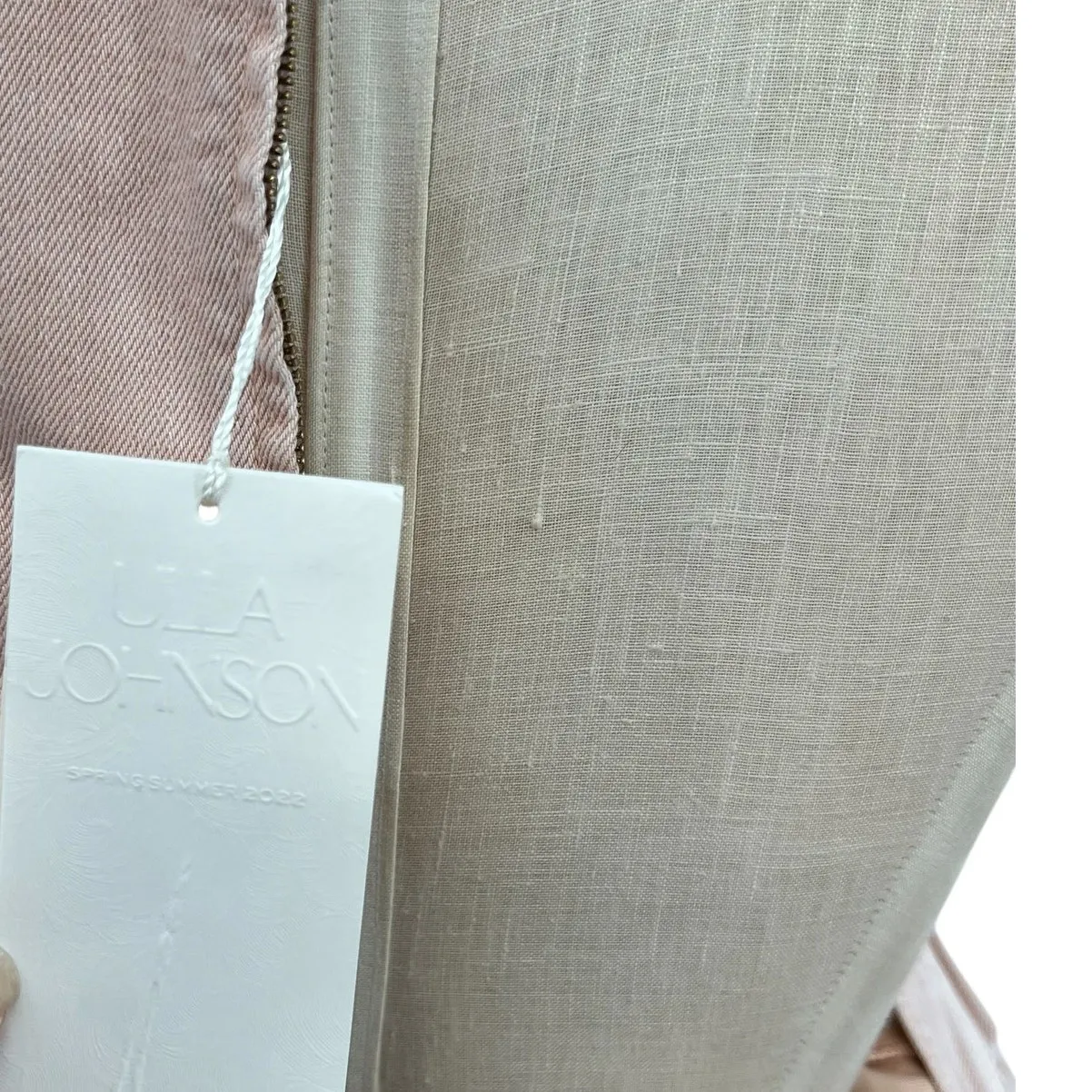 Ulla Johnson Renee Top Crop Denim Puff Sleeve Zip Sweetbriar Pink Size 8 - Image 11