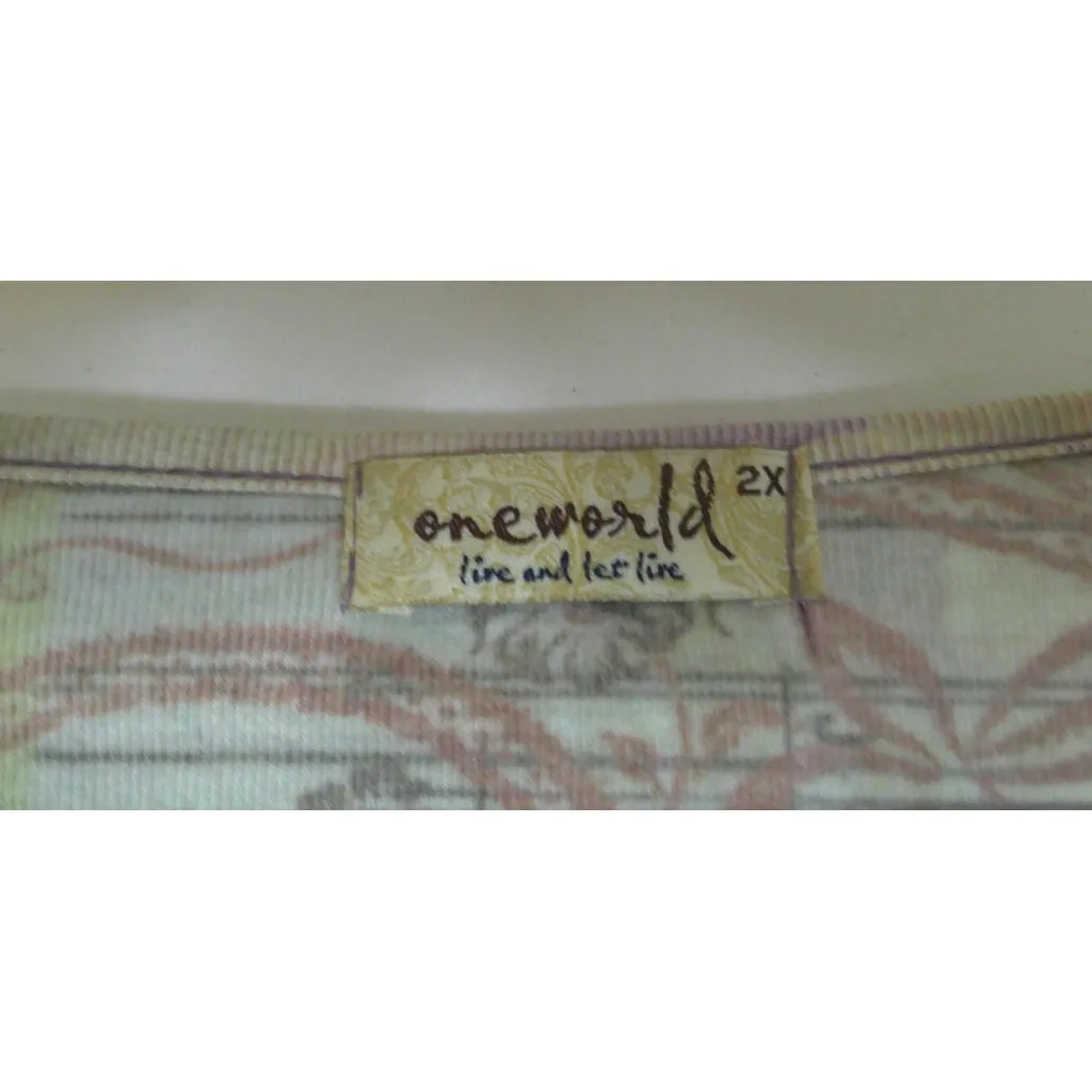 Vintage Womens Y2K One World 2X Purple Butterfly Top Shirt Floral Embellished‎ - Image 2