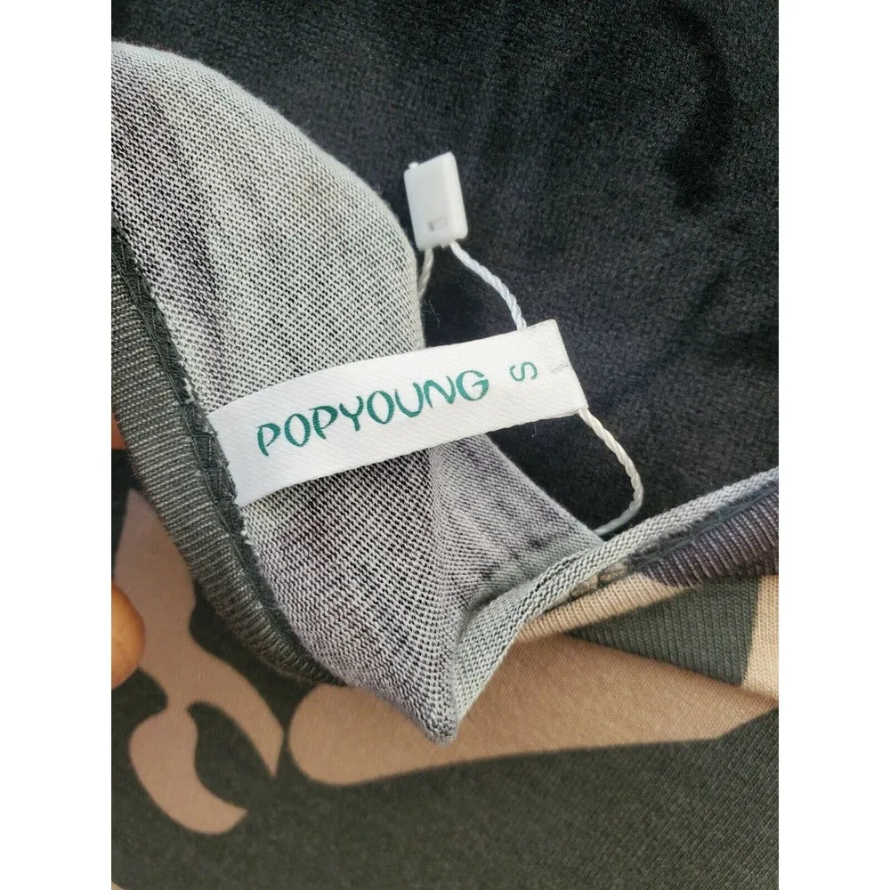 Popyoung Women Multicolor Rayon Round Neck Long Sleeve Knee Length Dress Size S - Image 9