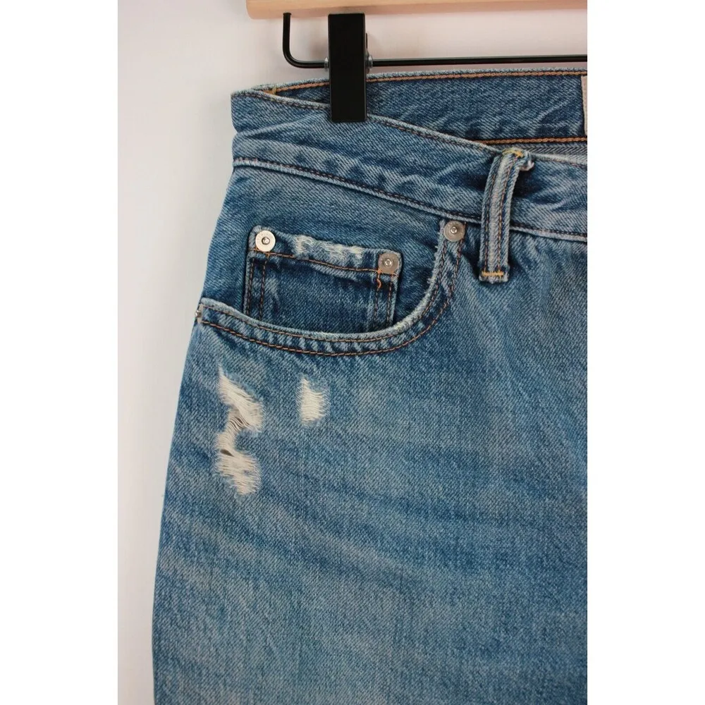 Everlane Women Jeans Blue Boyfriend Distressed Denim Medium Wash Zip Fly Size 25 - Image 5