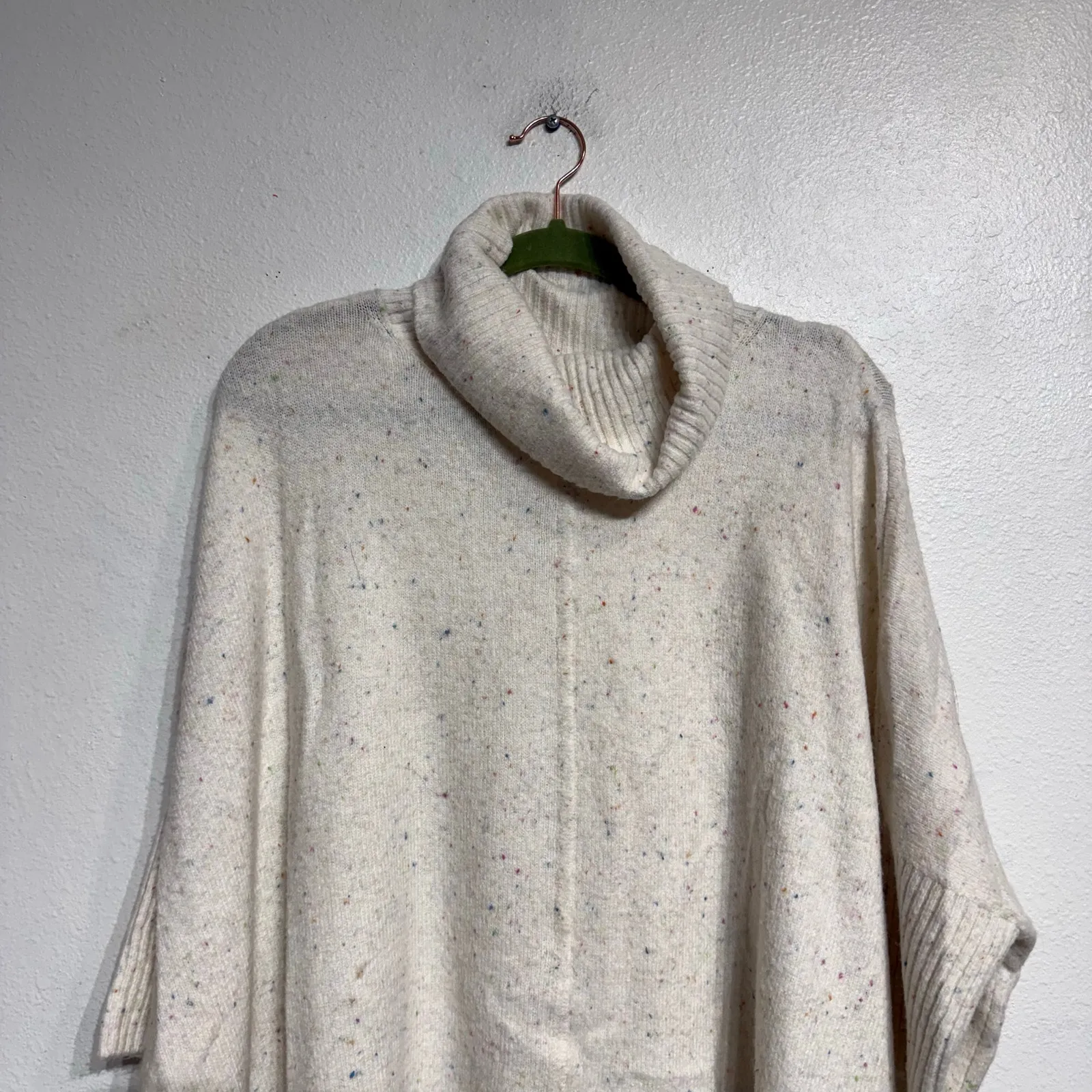 Loft White Speckled Cowl Neck Sweater Sz S - Image 3