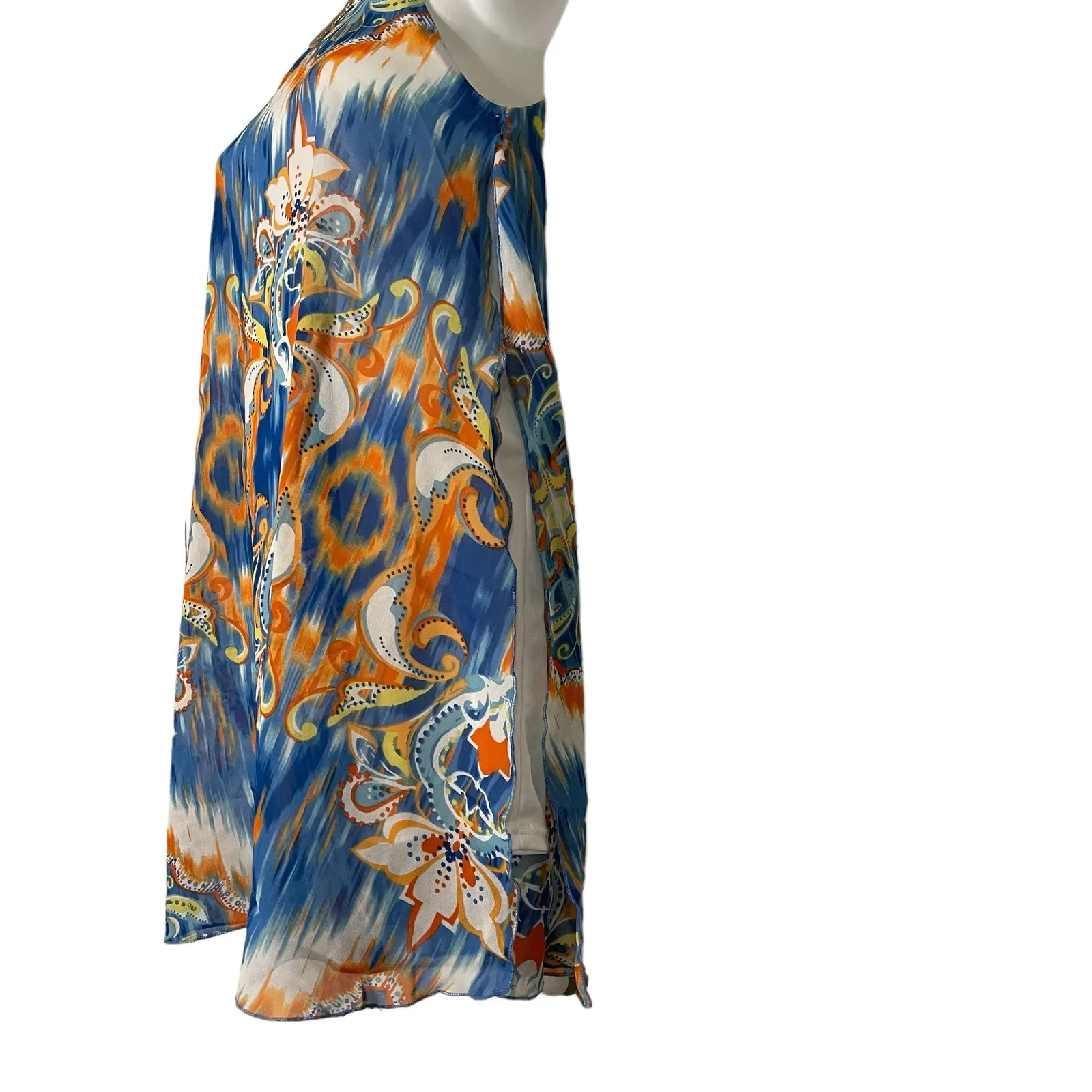 Myth Bohemian Halter Midi Dress Psychedelic Floral Multicolor Women's Size S Blue - Image 3