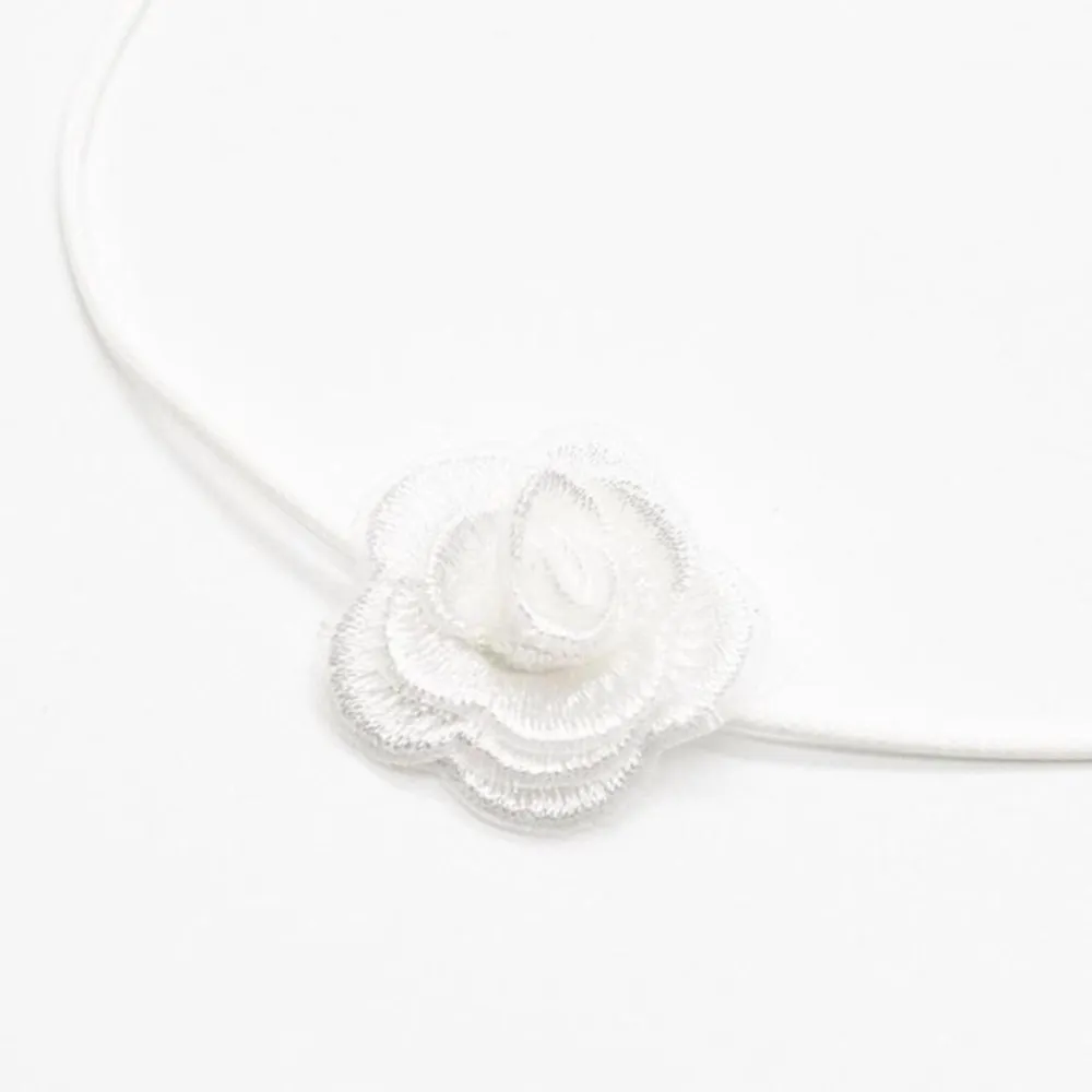 Dainty Fabric Flower Choker White - Image 2