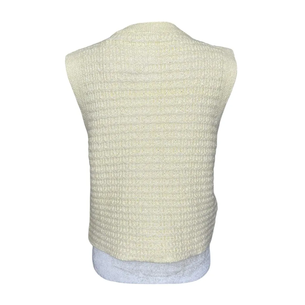 Mango Knitted Cardigan Vest with Jewel Buttons Women’s Size M Light Yellow - Image 7