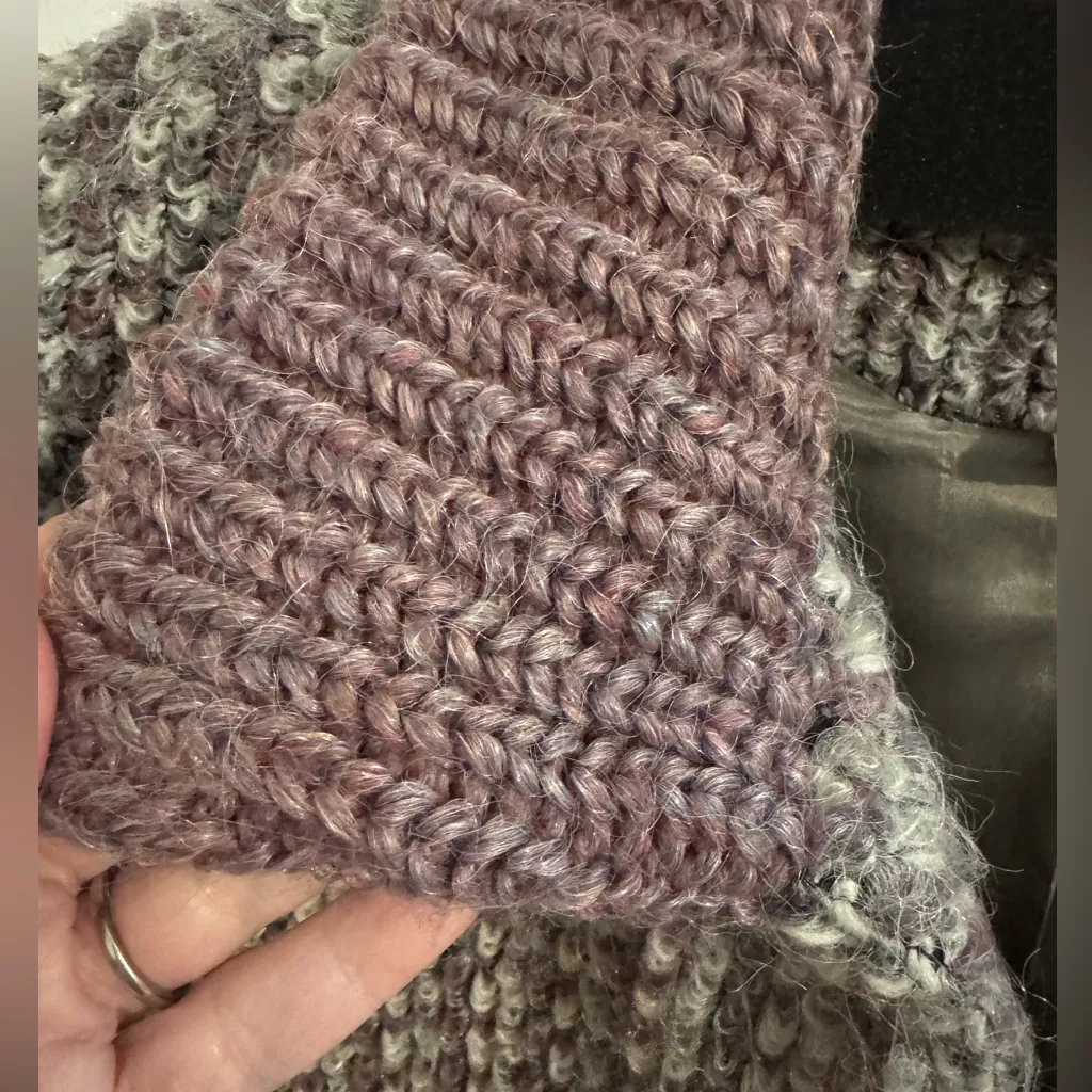 Mark Up Mohair Wool Vintage Purple Gray LIned Tweed Knit Coat Pockets Medium - Image 7