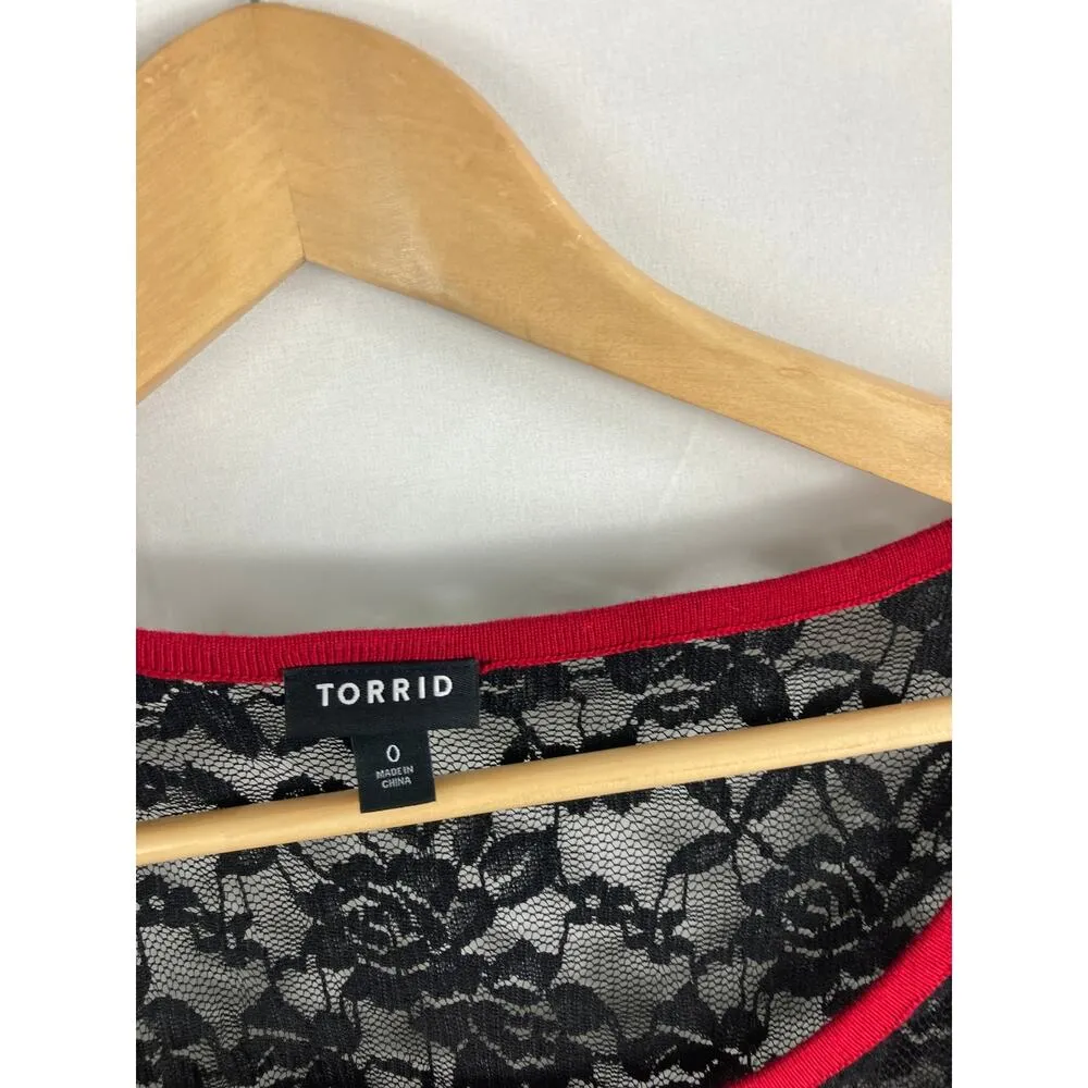 Torrid  Pullover Lace Yolk Sweater Red Black Size 0 / Large - Image 4