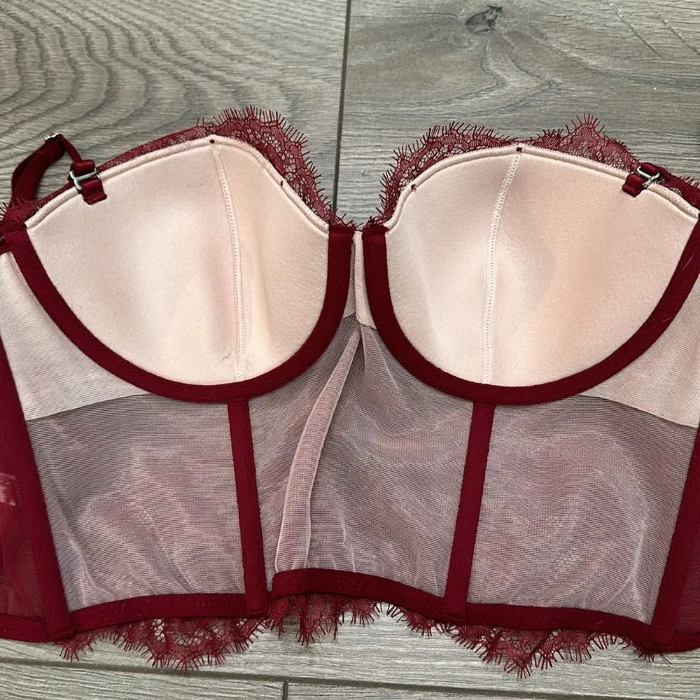 Victoria’s Secret Lined Strapless Red Corset Bustier Bra (Flaw) Size‎ 34C - Image 6