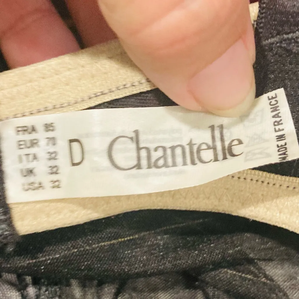 Chantelle made in France sheer black and white pinstripe balconette bra. 32D - Image 5