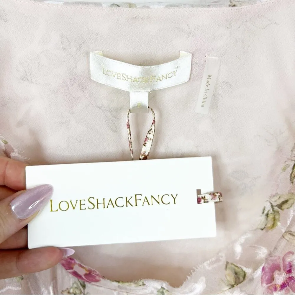 NWT LoveShackFancy Thisbe Silk Blend Floral Ruffle Maxi Dress 6 Pink - Image 5