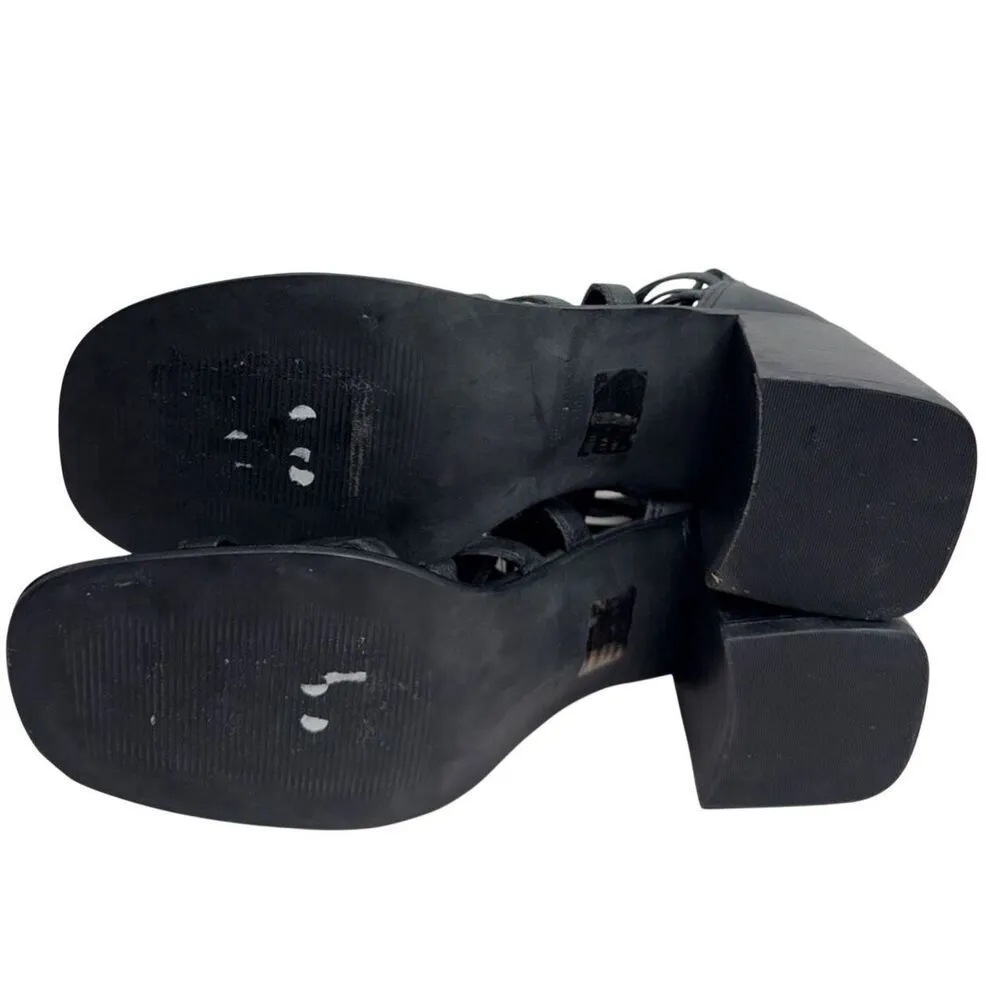 Steve Madden Strappy Sandals Size 8.5 Black Leather Cherri‎ Open Toe Block Heel - Image 9