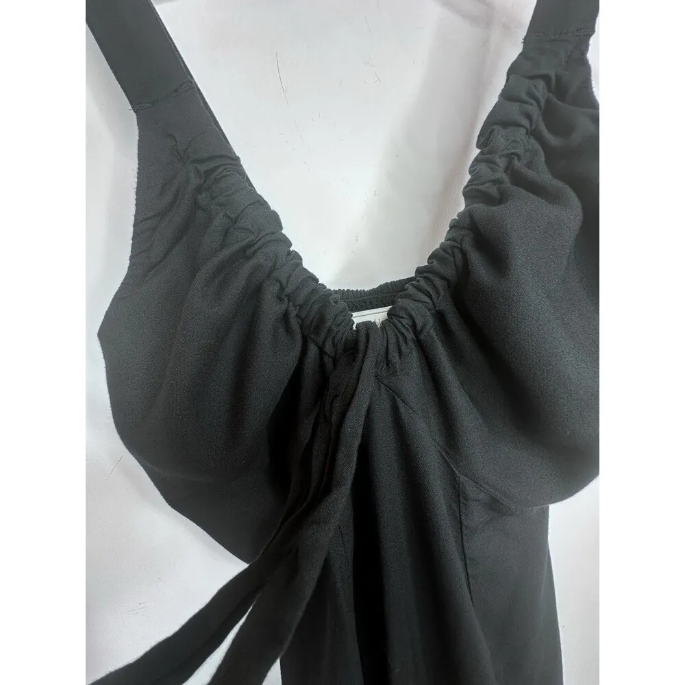 Abercrombie & Fitch Women’s XS Black Cinched Neck Slip Midi Dress Side Slit NWT - Image 4