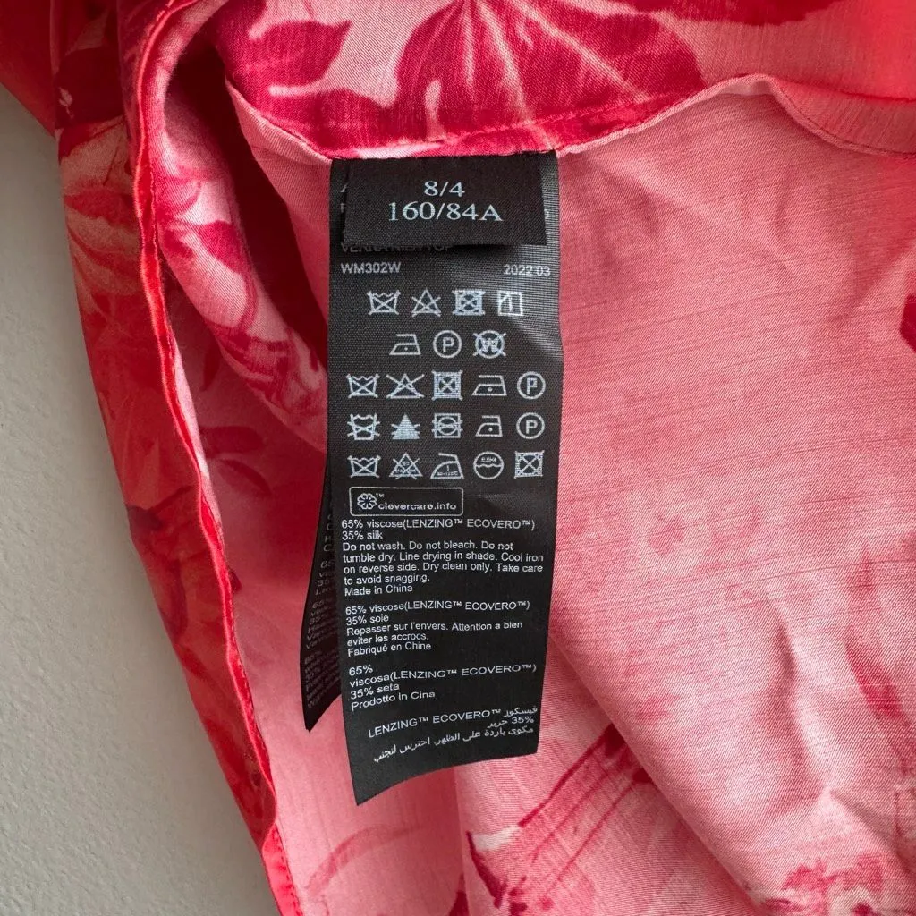 All Saints Verna Nila Silk Blend Top Orange Small US 4 Tailored Hem Retails $179 - Image 8