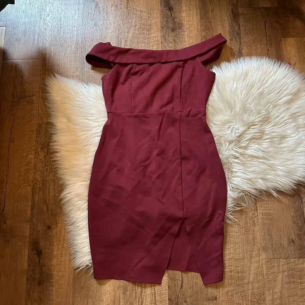 LULU’S Way Of Love Wine Red Off The Shoulder Bodycon Dress - Image 3