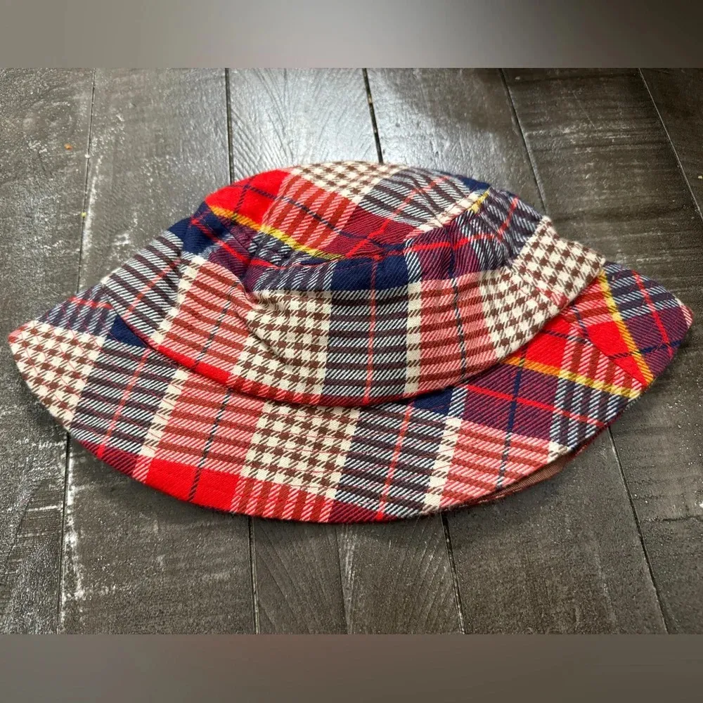 AERIE NWT Fall Plaid‎ Bucket Hat One Size Fisherman Style Cotton Viscose Blend - Image 2
