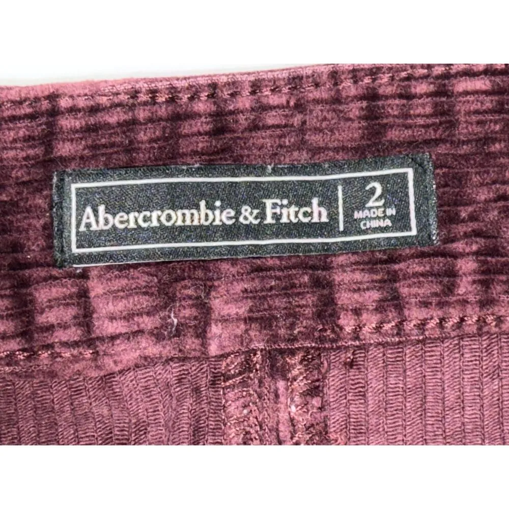 NEW Abercrombie & Fitch Burgundy Red Corduroy Button Front Mini Skirt Size 2 - Image 5