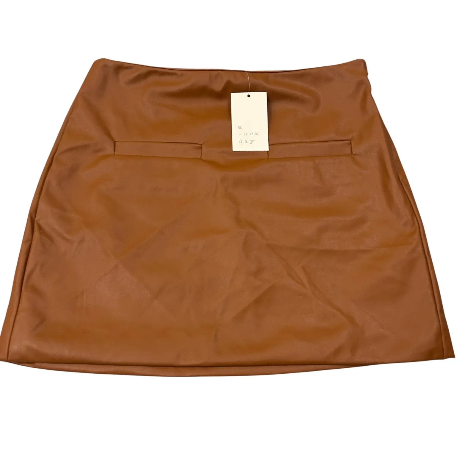 New A New Day Faux Leather‎ Mini Skirt Womens 6 Brown High Waist Casual Party - Image 2