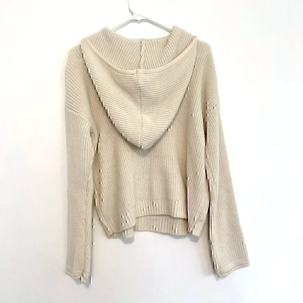 FOREVER 21 + Plus Size Solid Cream Ivory Sweater Material Knit Hoodie Sweatshirt - Image 8
