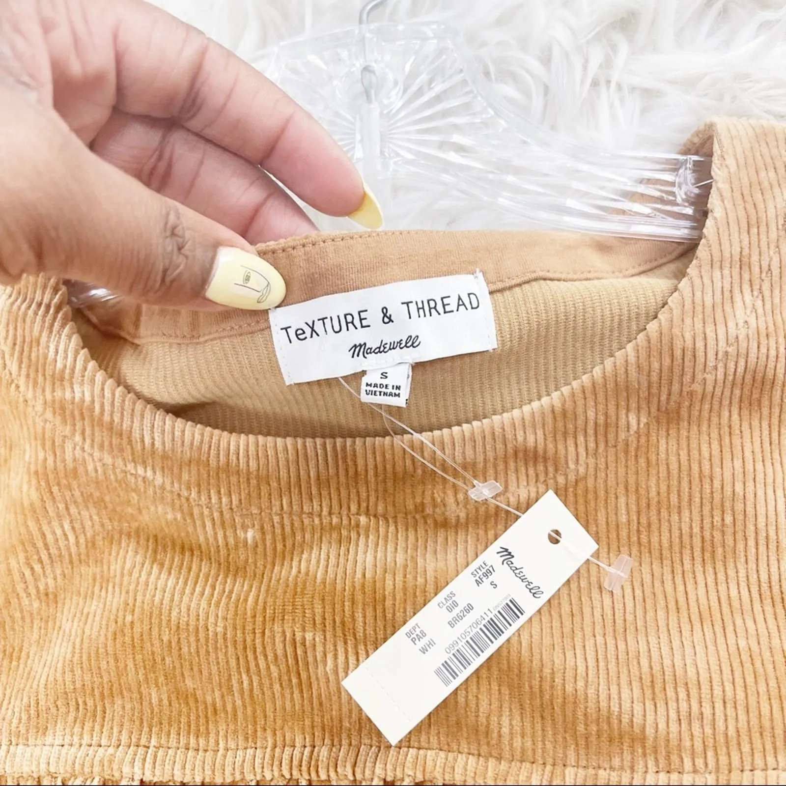 Madewell Women's Texture & Thread Corduroy Swing Long Sleeve Top Tan Size‎ Small - Image 3