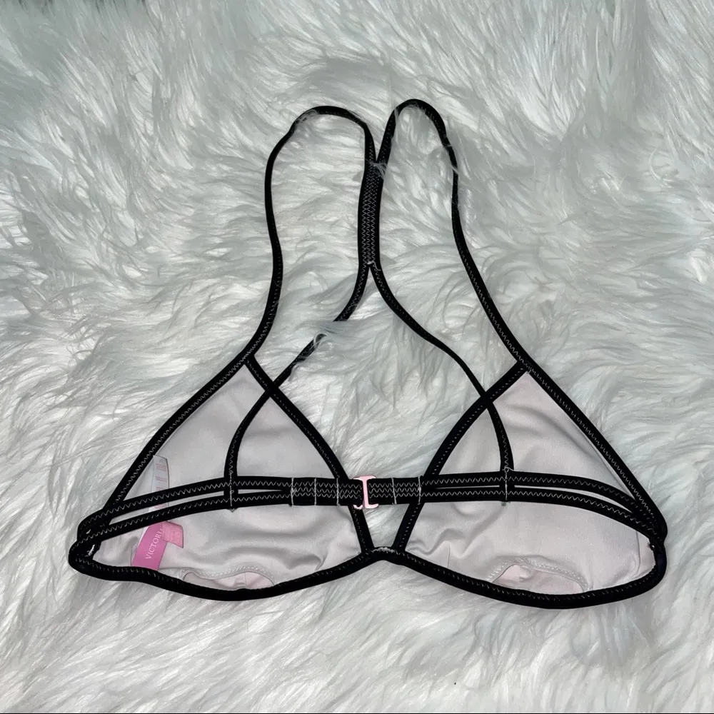 Victoria’s Secret String Bikini Top Pink Black Size Small - Image 2