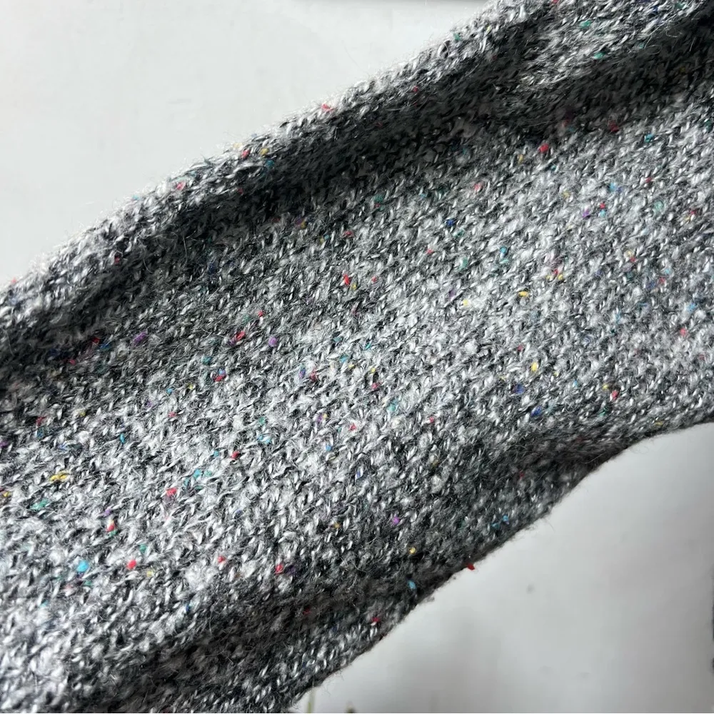 Dark Academia Vintage Wool Blend Thick Knit Turtleneck Sweater with Vest Overlay Gray Size M - Image 4