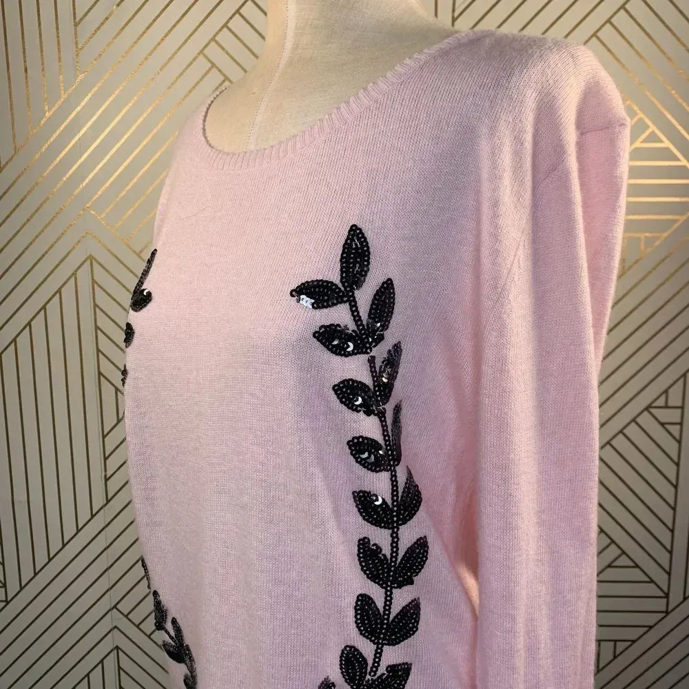 Wildfox Laurel‎ Wreath Sequin Sweater in Pink - Image 8