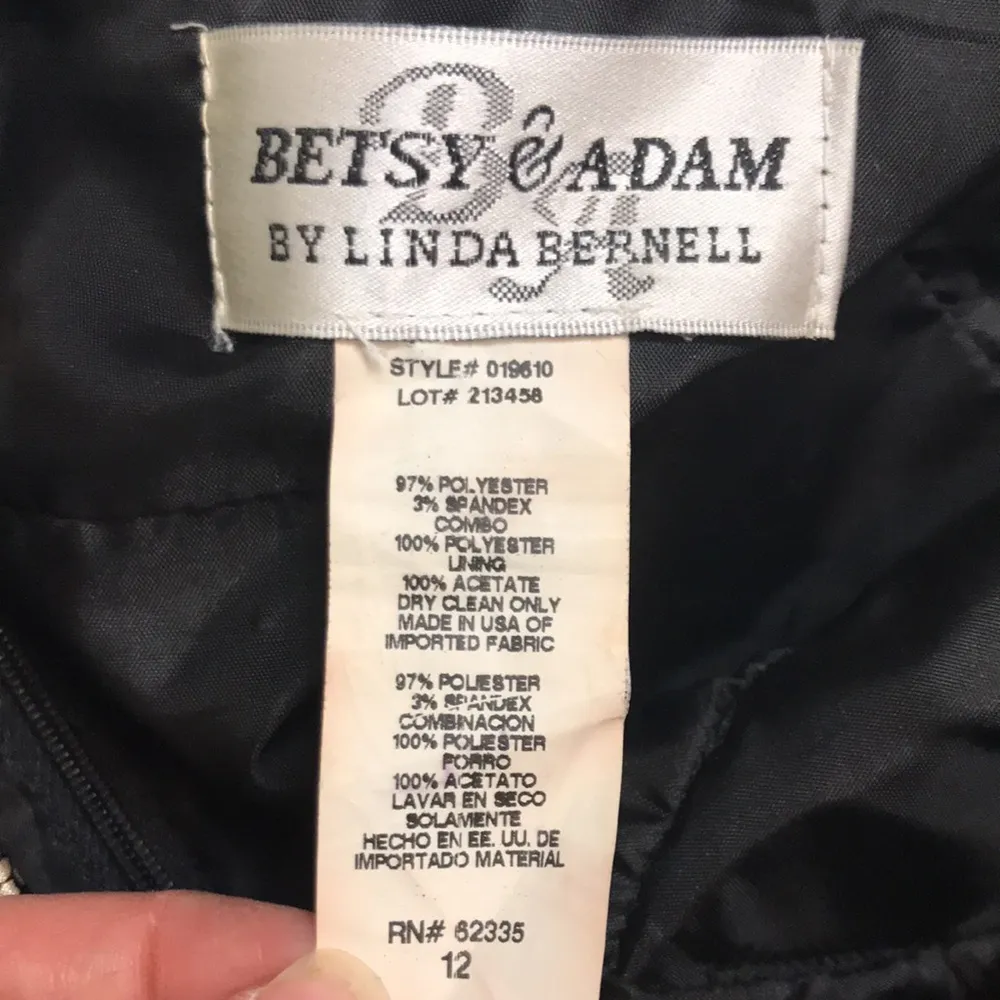 Betsy & Adam Women’s Cocktail Evening Pattern Black Beige Fit Flare Halter Dress - Image 10