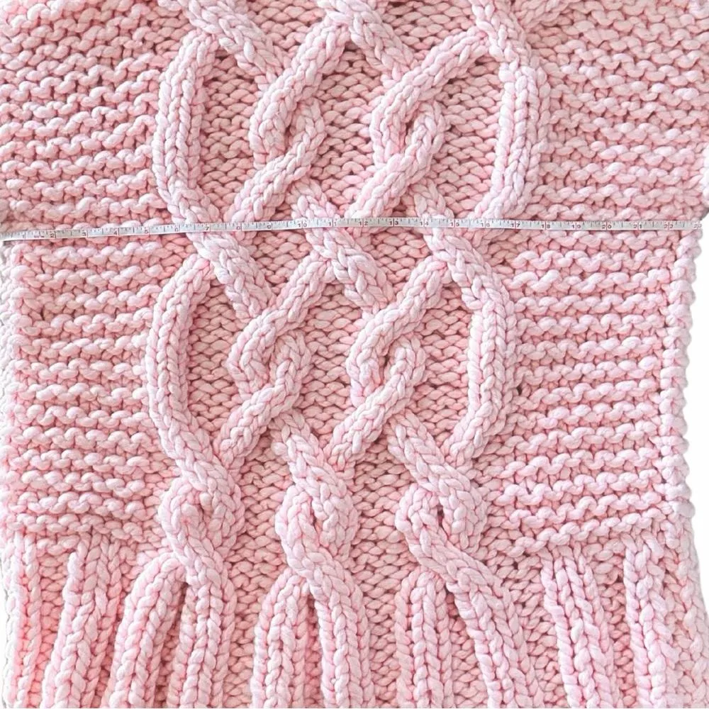 x Loopy Mango Cabin Fever Pink Cable Sweater Tunic OS Merino Wool - Image 4