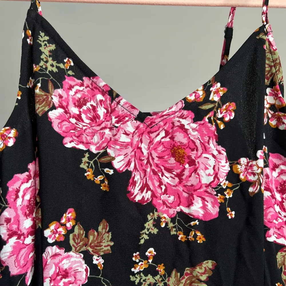 NWT Nordstrom BP. Midi Slip Dress in Pink Shock Spaced Tea Rose| Blacl | XS - Image 4