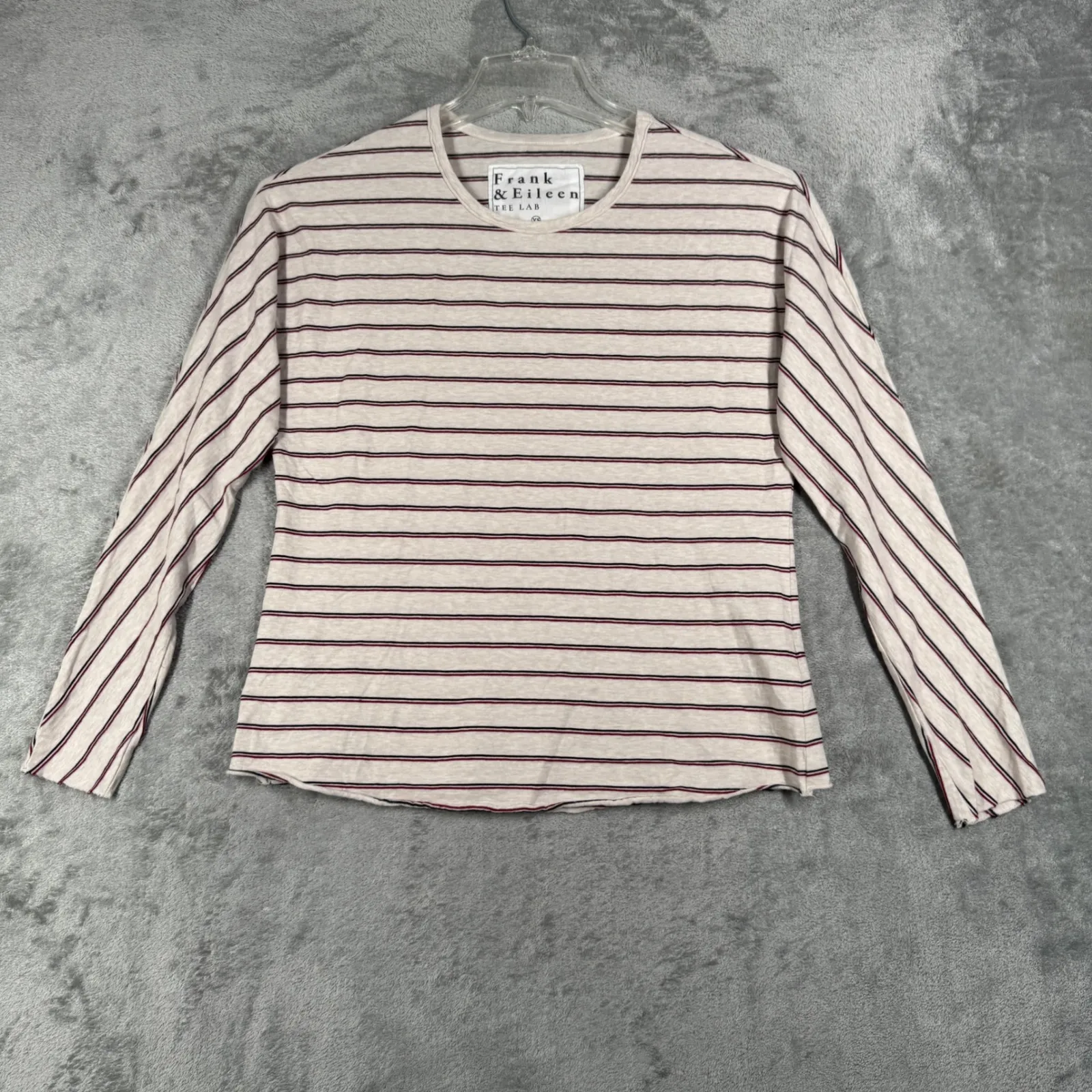 Frank & Eileen Tee Lab Shirt Continuous Sleeve Tee Oatmeal Stripe Crew Neck XS - Image 2