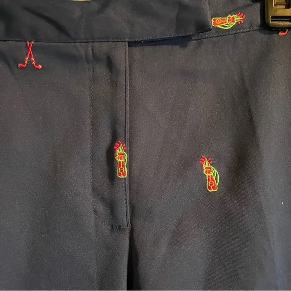 Coral Bay Navy Embroidered Bermuda Golf Shorts Golf Pattern Size 8 Athleisure - Image 2