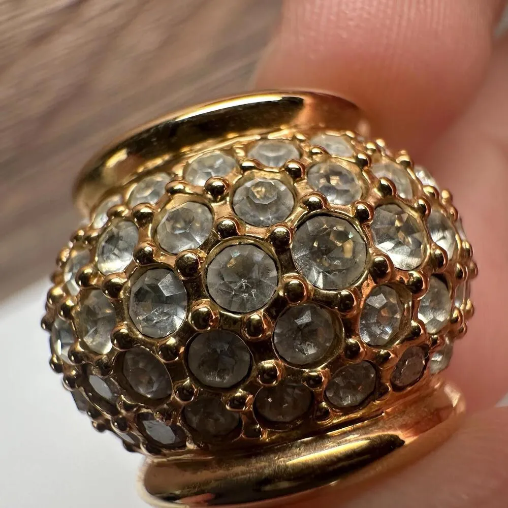 Swarovski Crystal Clear Gold Tone Pierced Earrings (Swan Marked) Missing Stones - Image 11