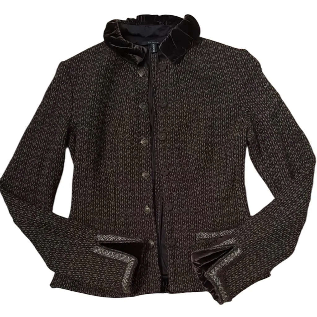 Elie Tahari Vintage Tweed Blazer Velvet Collar Rare Bergdorf Goodman Exclusive - Image 2