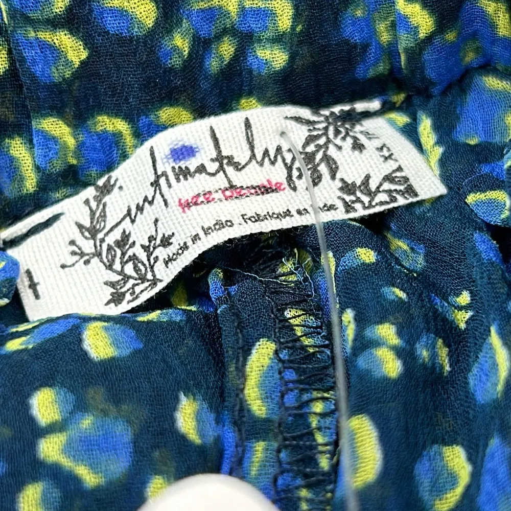 New Free People Pant Sleepin In Wide Leg Sheer Chiffon Blue Print Intimately XS - Image 8