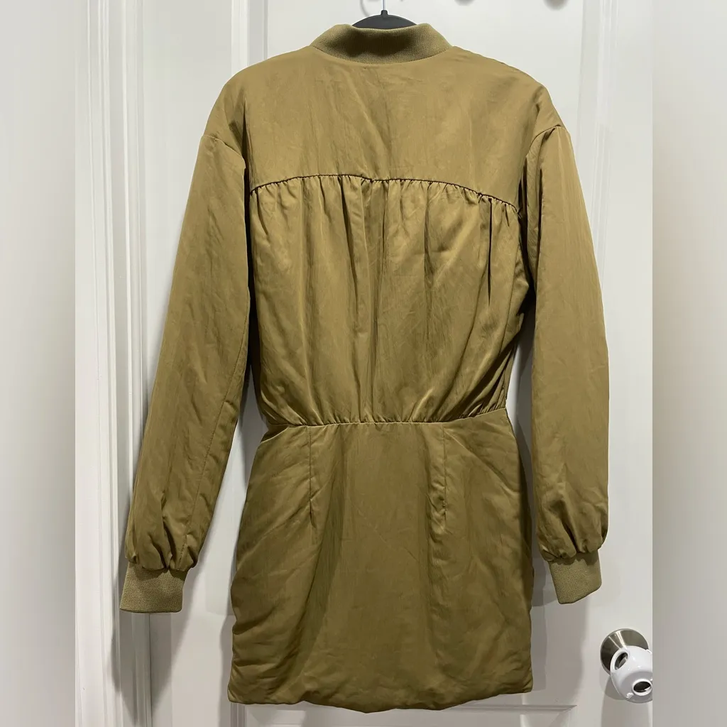 Zara Olive Bomber Dress Jacket Coat Size Small - Image 8