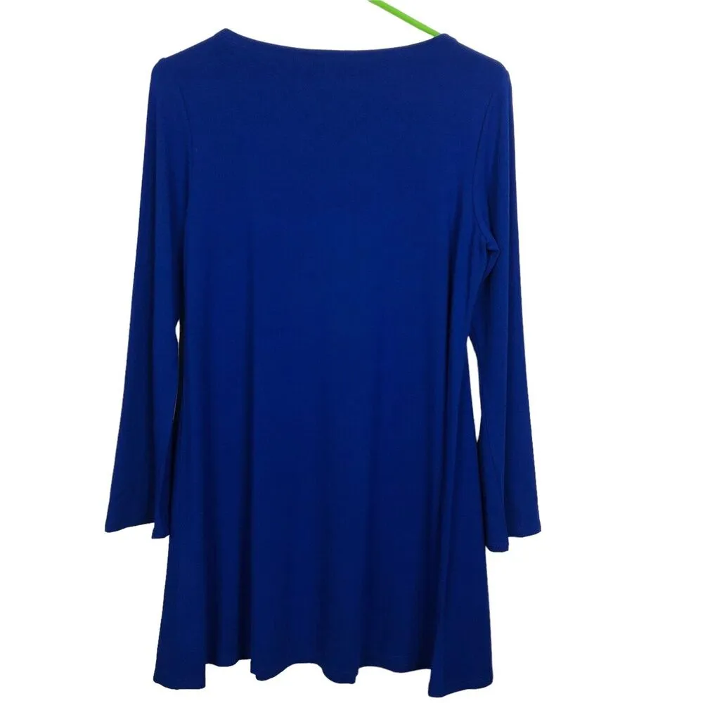 Eileen Fisher Women's Small Royal Blue Viscose Jersey Ballet Neck Tunic Top - Image 3
