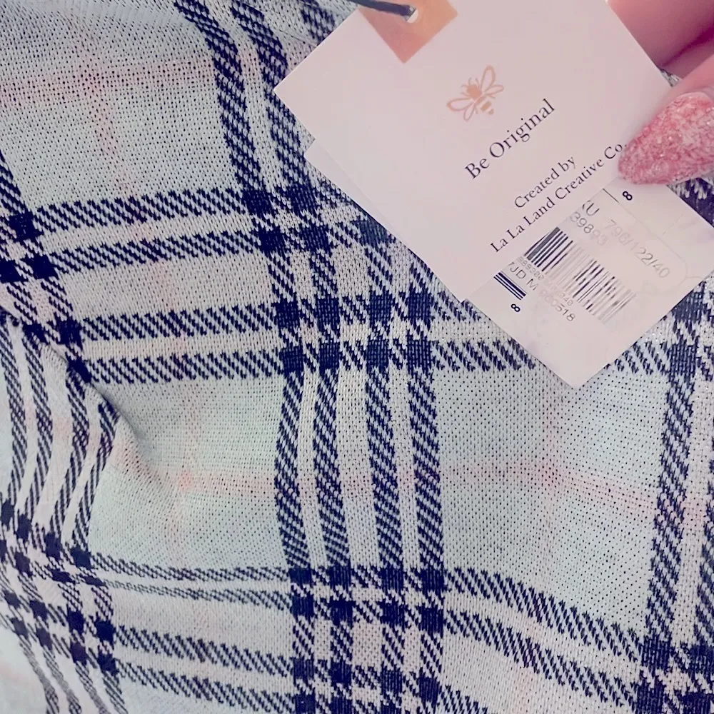 NWT Y2K Mini Skirt Size Medium Knit Academia Plaid Grunge School Girly coquette Blue - Image 5