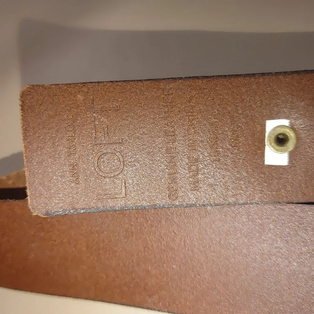 Leather Belt Ann Taylor Loft Brown Brass Buckle Size 36 Medium Genuine Leather - Image 8