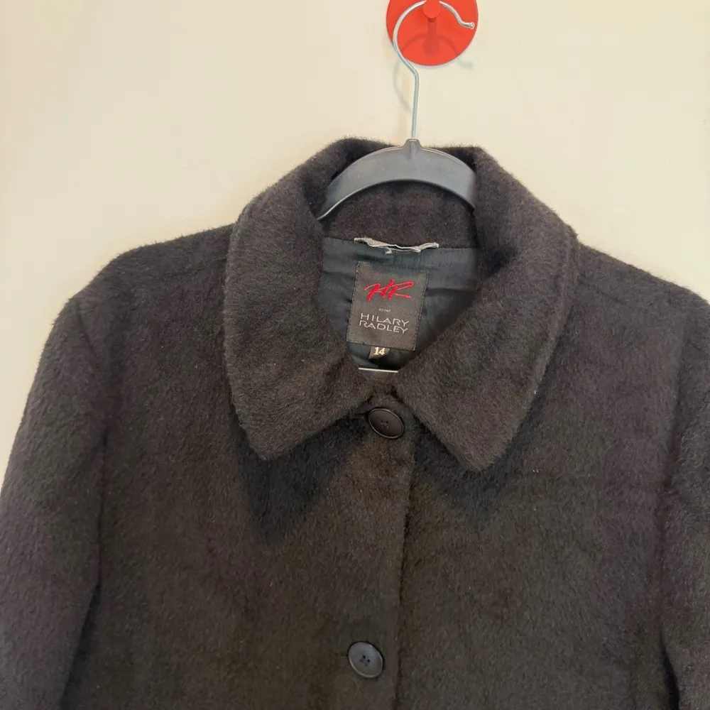 Hilary Radley Baby Llama Wool Blend Overcoat Women 14 Black Incalpaca Jacket - Image 3