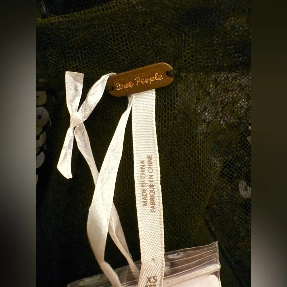 Free People Black Combo Sequin Mini Sheer V Top Party Cocktail Dress Sz XS NWT - Image 10