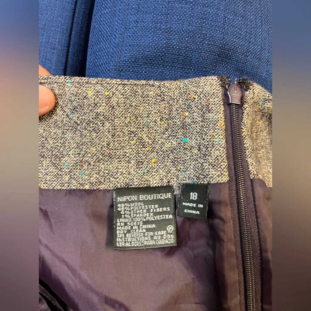 Nipón boutique brown with colorful rainbow specks Wool blend‎ Pencil Skirt split Size 18 - Image 3