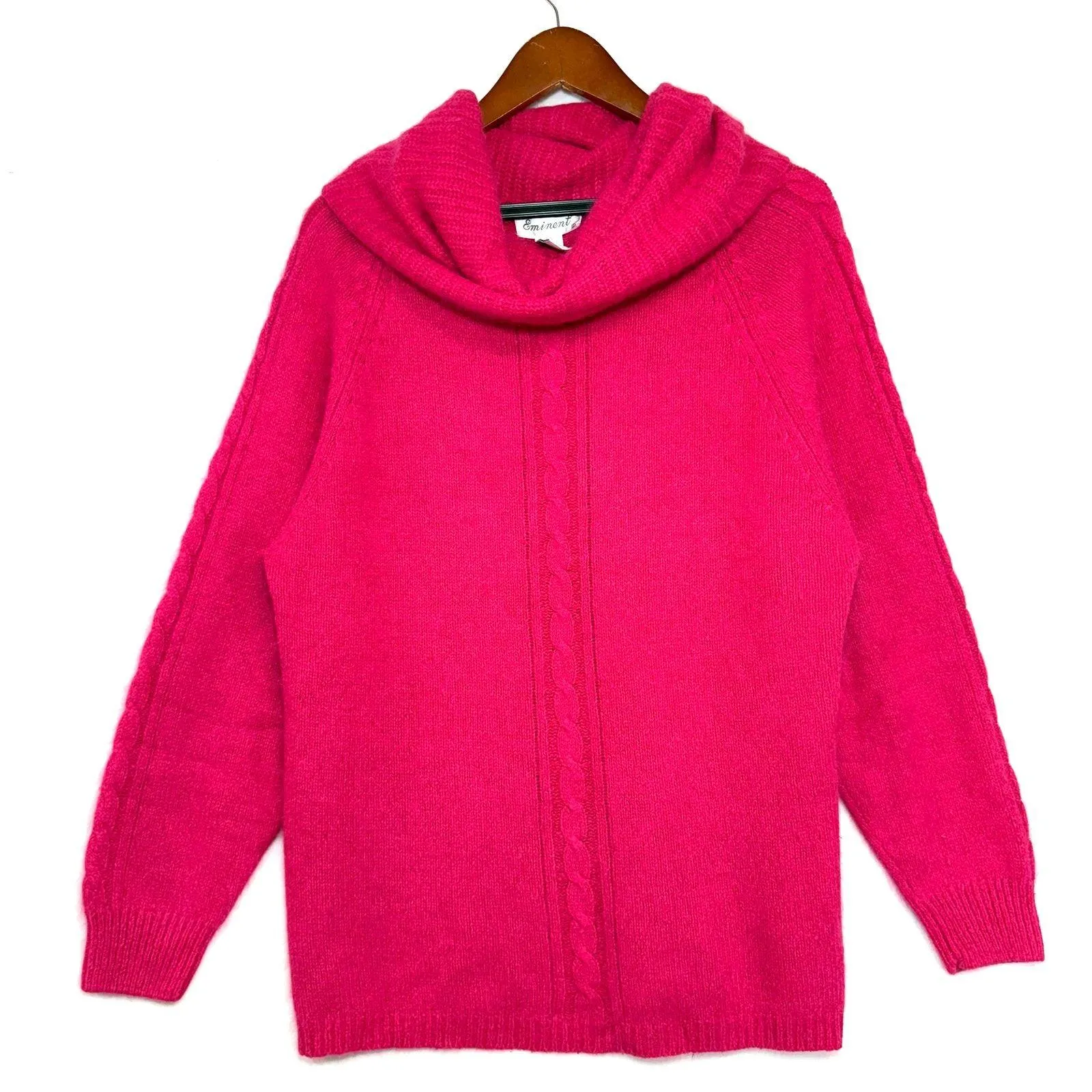 VTG Eminent M Silk Wool Blend Turtleneck Sweater Pink Fuzzy Soft Knit Preppy 90s Size M - Image 1