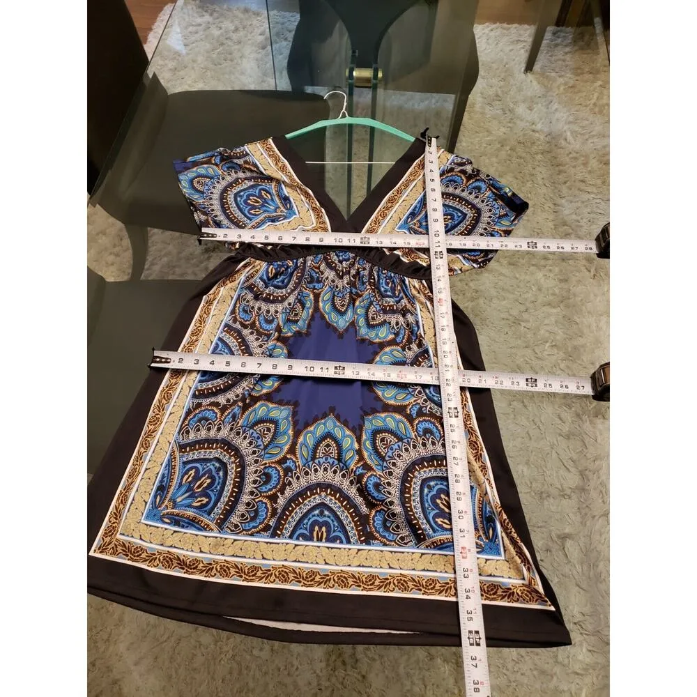 Bailey Blue Women's Multicolor Polyester V-Neck Short Sleeve Knee Length Dress L - Image 12