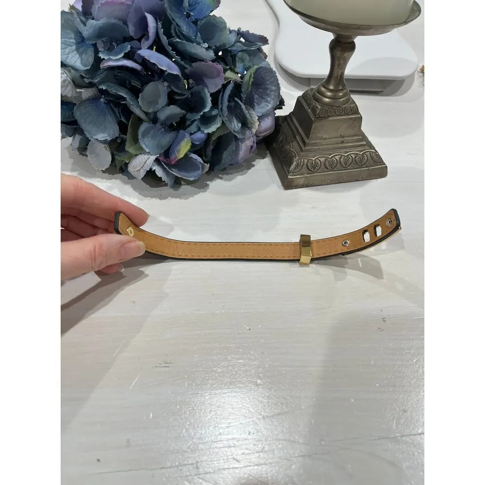 Like new! Black faux Leather‎ Bracelet with Gold - Image 4