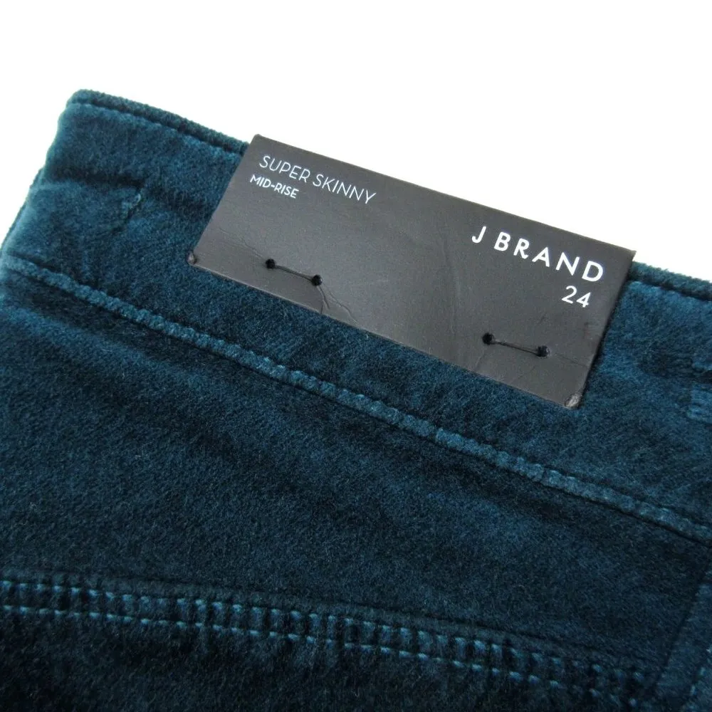 NWT J Brand 815 Super Skinny in Emerald Green Velvet Stretch Pants 24 $198 - Image 5